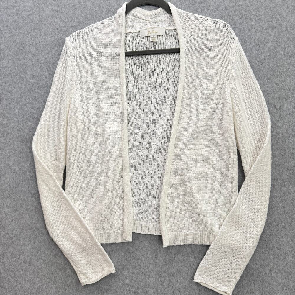 Lilly Pulitzer Faretta Line Cardigan Sz S White Cotton Beach Coastal Open Front